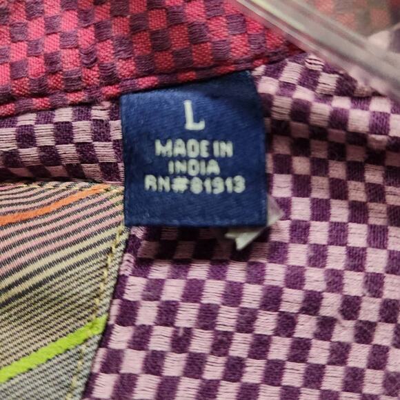 Robert Graham Long-Sleeved Button-up Multi-Colored Concord/Brown Plaid Shirt L - Picture 7 of 8